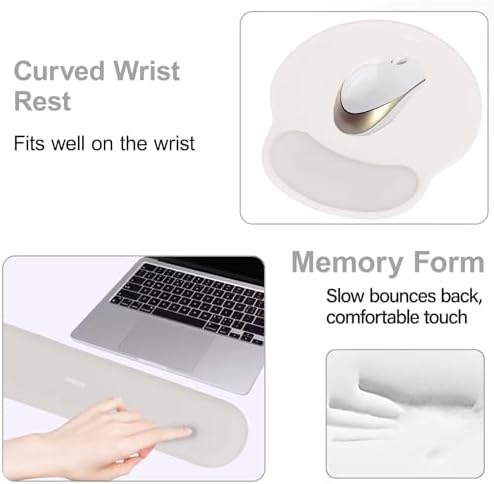MOSISO Wrist Rest Support for Mouse Pad&Keyboard Set, Stone Gray - Image 4