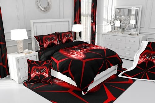 Feelyou Boys Gamer Comforter Set,3D Gaming Bedding Set Toddler Size for Kids Boys Bedroom Room Decor,Red and Black Video Game Comforter,Geometric Gaming Bed Set All Season for Game Lovers - Image 6