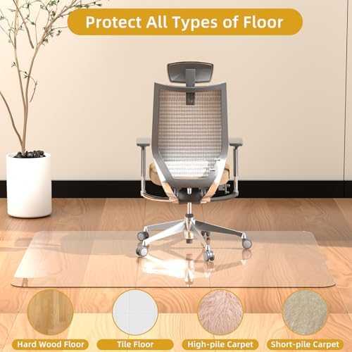 Glass Chair Mat Heavy 1/5" Thick Premium Tempered Glass Duty Hard Glass Chair Mats -for Office Chair on Carpet or Hard Floor with 4 Anti-Slip Pads 48" x 36" - Image 3