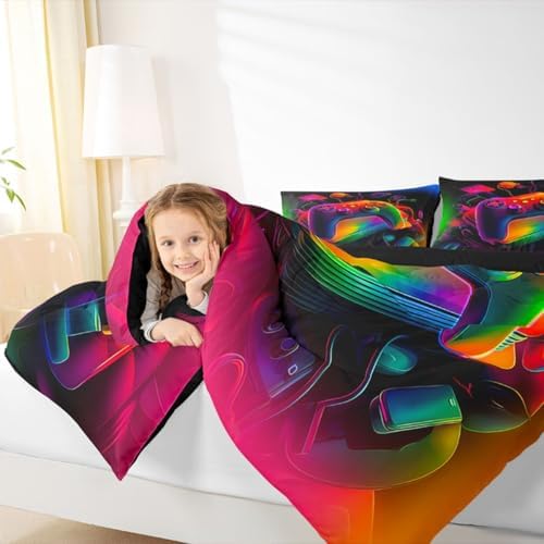 Erosebridal Gamer Comforter Set Game Consoles Girl Toddler Bedding Set for Teenage Boys Modern Gaming Comforter Abstract Vintage Quilt - Image 4