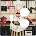 Decorative Outlet Covers Cartoon Fat Happy Chef Cook 2 Gang Combination 1 Toggle/1 Duplex Light Switch Cover Gfci Wall Plate Electrical Receptacle Switchplate for Farmhouse Kitchen Decor by JOOJIAO