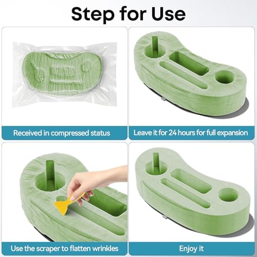 Couch Cup Holder Pillow, 20"x9" Couch Caddy Organizer, Sofa Cup Holder for Bed, Large Size Cup Cozy Pillow for Remote, Drink, Snack, Phone, Game Controller, Kindle, Washable, Green - Image 7