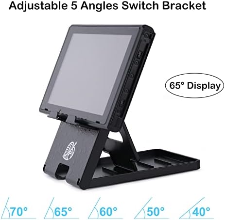 Tscope Foldable Switch Stand for Nintendo Switch/Switch 2/Lite/OLED, Adjustable Compact Portable Holder, Cute Leaf Design Gaming Stand Accessories (Black) - Image 4