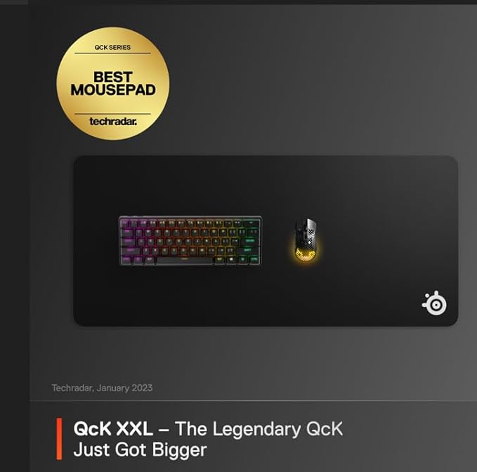SteelSeries QcK Gaming Mouse Pad - XXL Cloth - Peak Tracking and Stability - Esports Mousepad - Never-Slip - Full Desk Coverage - Image 2