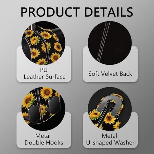 Blusabaca 2PCS Car Seat Headrest Hooks, Purses Bags Holder, Sunflower - Image 4