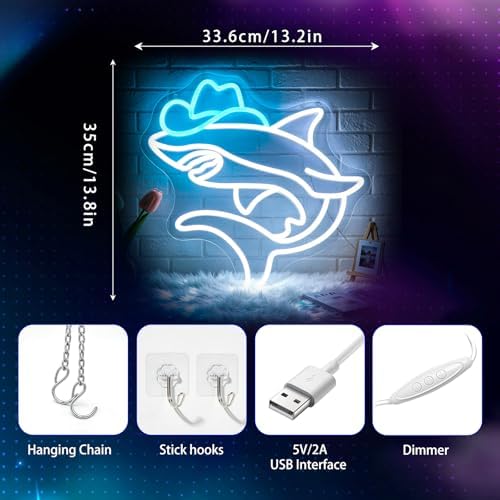 Neon Sign, Shark Neon Signs for Wall Decor LED Signs Neon Light - Image 3
