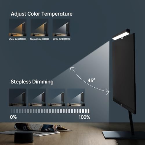 16" Flat Monitor Light Bar with RGB Backlight & 60-Min Timer, 3000-6000K Stepless Dimming, 0.3-0.8" Clamp for Office/Gaming, USB-C Eye Care Desk Lamp (Touch Control/Blue Light Filter) - Image 4