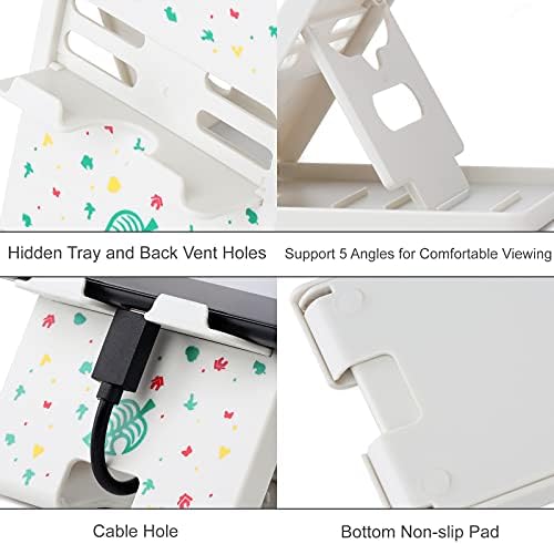 Tscope Foldable Switch Stand for Nintendo Switch/Switch 2/Lite/OLED, Adjustable Compact Portable Holder, Cute Leaf Design Gaming Stand Accessories (White) - Image 5