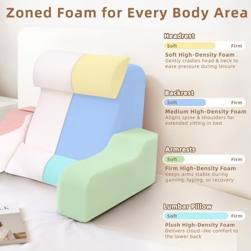 Foldable Reading Pillow for Sitting in Bed Adult, Pink, 19" - Image 5