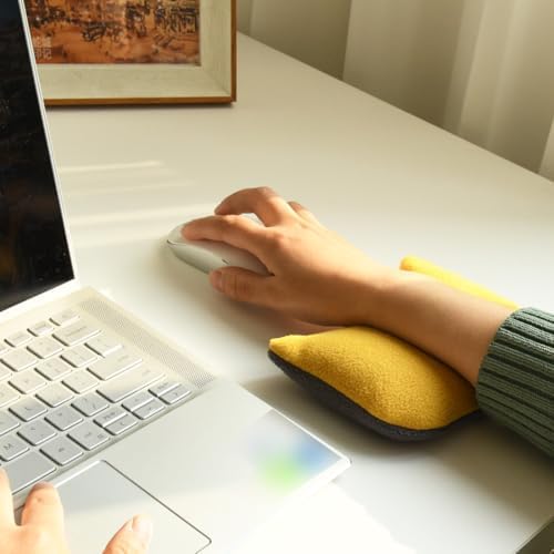 Large Mouse Wrist Rest Bean Bag, Ergonomic Mouse Support Pad Filled Ergo Beads for Computer, Laptop, PC Gaming (Yellow) - Image 6