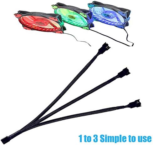 Gebildet 4-Pin PWM Fan Splitter Cable, Sleeved Braided Adapter Computer PC Fan Power Extension Cable 1 to 3 Converter for Computer ATX Case 4-Pin/3-Pin Cooling Fan Cable - Image 6