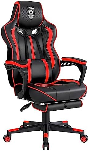 Vonesse Gaming Chair for Adults, Reclining Gaming Chairs with Footrest and Massage, Computer Gaming Chair for Heavy People,Ergonomic Gamer Chair Big and Tall (Red/Black) by Vonesse
