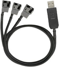 Gebildet Full Speed 12V Voltage Step-Up USB to 3 Way 3-Pin and 4-Pin PC Fan Sleeved Power Adapter Cable by Gebildet