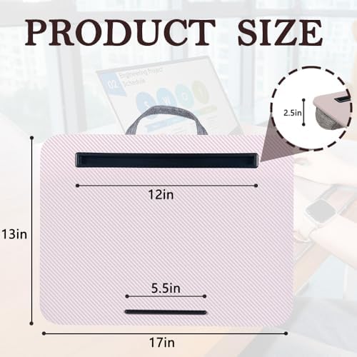 Portable Laptop Desk Fits Up to 16“ Laptops, with Tablet Slot, Built-in Cushion, Great for Home & Office,Lap Desk for Laptop,Lap Desk with Cushion (Grey Violet, Medium) - Image 2