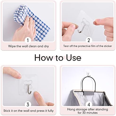 Boao 8 Packs Wall Hanging Storage Bag, Wall Storage Organizer Bags with Hooks, over the Door Hanging Basket for Dormitory Bathroom Bedroom, Living Room Kitchen(Cute Color) - Image 6