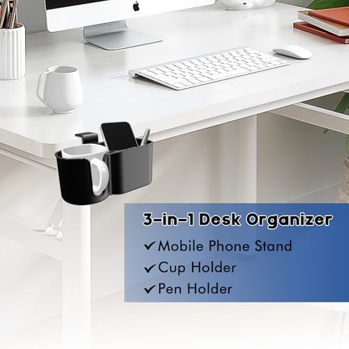 Metal Clamp Desk Cup Holder with ABS Organizer & Phone Stand Charging Port - Image 3