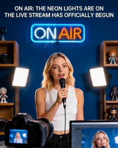 On Air Sign, Live Streaming Neon Light, Recording Signs for Studio, USB LED Neon Light Wall Decor for Gaming Room, Office, Podcast, Content Creation - Image 2