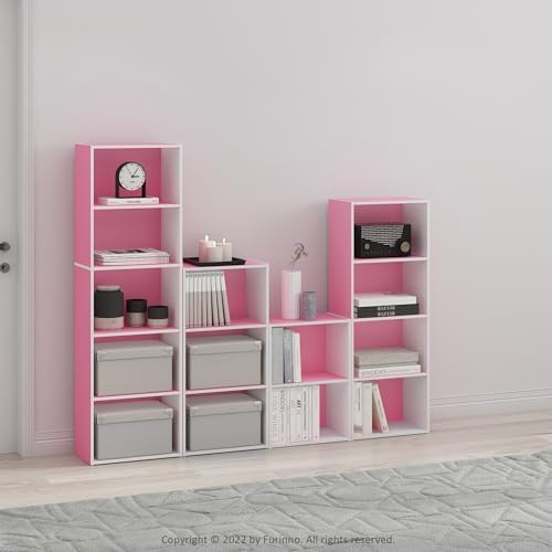 Furinno LUDER 4-Tier Book Shelf, Open Shelves Bookshelf, Pink/White - Image 2