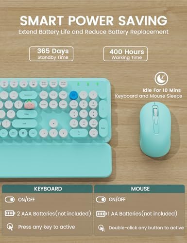Wireless Keyboard and Mouse Combo, Typewriter Keyboard, Magnetic Wrist Rest - Image 5