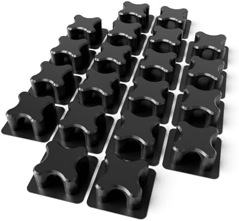 Magnetic Cable Organizer – Desktop Multipurpose Cord Keeper & Cable Management Clip for Home & Office (Black Cross 20Pcs) - Image 2