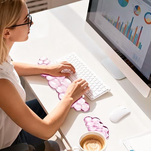 Cloud Wrist Rest Gel Set — Ergonomic Cloud Wrist Rest Keyboard and Mouse, Non-Slip Desk Accessories for Office and Home（Pink） - Image 7