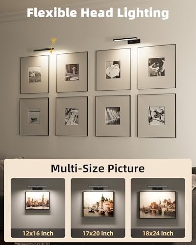 EZVALO Picture Light for Wall, 13'' Black Rechargeable 4800mAh Battery Lights Wireless with IR Remote, Magnetic LED Art Painting Light with 3 Color Temperatures, Display for Gallery, Living Room - Image 6