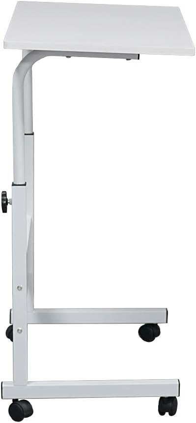 Karl home Mobile Side Table 31.5 inch Computer Desk with Wheels, White - Image 5