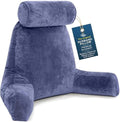 Husband Pillow XXL The Original for Adults - 30" Tall Backrest for Sitting Up in Bed - Firm Support Reading & Bed Rest Pillows for Adults, Neck Roll, Removable Cover - TV - Dark Blue by HusbandPillow