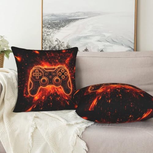 Perinsto Gaming Throw Pillow Covers Set of 2 Gamer Gift Decorative Pillowcases Soft Cushion Covers for Sofa Couch Bed Home Decor, 20"X20" - Image 5