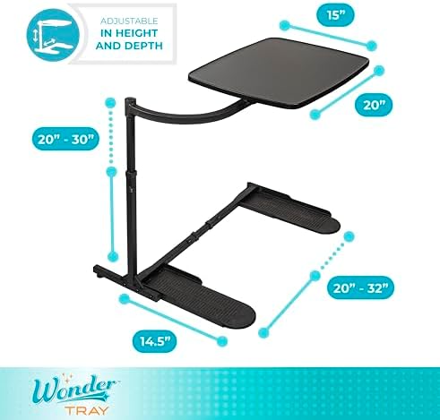 Stander Wonder Tray, Adjustable Swivel Table, Large Laptop Stand, Couch Desk, Side Tables & Gaming Bench, TV-Trays for Eating on Couches, Chairs, Recliners, Black - Image 2