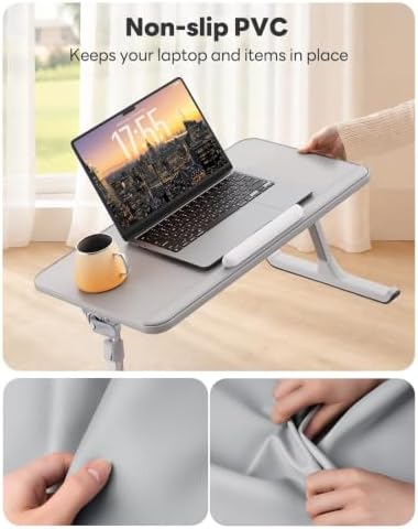SAIJI Non-Slip Leather Lap Desk Laptop Bed Tray Table, Laptop Stand for Bed - Image 2