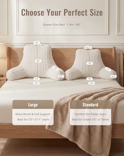 Blissful Diary Reading Pillow for Sitting in Bed, Flannel Back Pillow Bed Sitting Up for Adult & Children, Backrest Cushion for Sit Up in Couch or Floor, Dorm Essentials, Cream White - Image 6