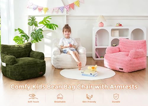 MAXYOYO Kids Bean Bag Chair, Comfy Bean Bag Sofa with Filler | Bean Bag Chair for Boys and Girls, Lazy Sofa with Pocket Floor Chair for Gaming, Reading, Dark Green - Image 7