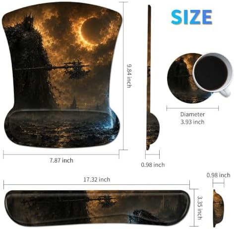 3-in-1 Ergonomic Memory Foam Keyboard Wrist Rest Pad Set, Dark Warriors - Image 2