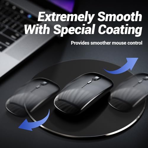 HONKID Metal Aluminum Mouse Pad Thin Hard Mousepad 7.87 * 7.87 Round Black - Image 4