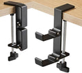 Under Desk Headphone Hanger with Dual Folding Hooks, Anti-Accidental Touch Design, Aluminum Alloy Clamp Mount, Space-Saving Anti-Accidental Touch Under Desk Clamp for PC Gaming Headsets, Office Desk by JAKO