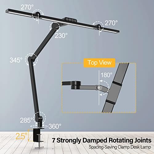 Micomlan Led Desk Lamp with Clamp, Architect Desk Lamp for Home Office with Atmosphere Lighting, 24W Ultra Bright Auto Dimming Computer Light Stepless Dimming and Tempering LED Table Light - Image 3