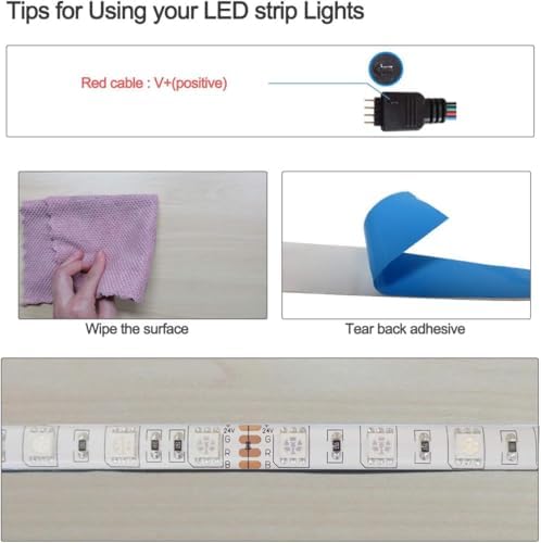 24V RGB LED Strip Lights, 16.4ft 5050 IP65 Waterproof 300 LEDs Color Changing String Light Strips for Bedroom, Kitchen Decoration - Image 4
