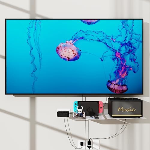 Floating Metal Wall Mount Shelf,Shelf for Projector,TV Cable Box,Router,Speaker,Sound Bar,Camera,Gaming,Decor Display (White, 5.5" x 4.7") - Image 6