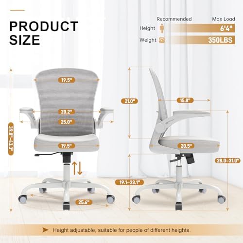 Synorla Office Chair|Ergonomic Desk Chairs 330LBS Capacity | Flip-up Armrests,Mesh Computer Chair,High Back,Comfy Work,Adjustable Lumbar Support - Image 2