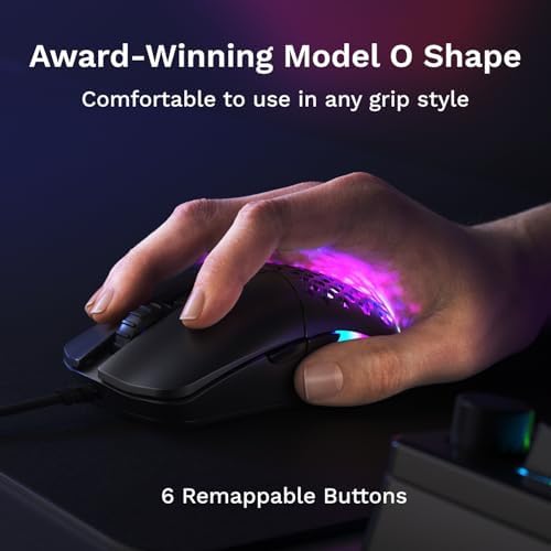 GLORIOUS Model O Eternal Ultralight RGB Gaming Mouse - Wired - 55g Lightweight - Customizable RGB Lighting - 6 Programmable Buttons - Symmetrical Design - 12K DPI Optical Sensor - PC/Mac - Black - Image 5