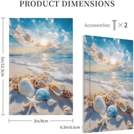 Decorative Light Switch Cover Plate Beach Starfish Seashell 1 Gang No Device Single Blank Outlet Covers Wall Plate Summer Sea Ocean Switchplate Covers Dimmer Faceplate for Bedroom Decor - Image 5