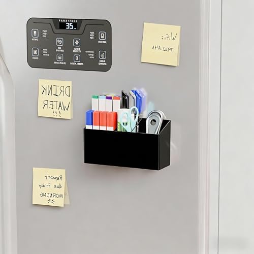 Yieach Magnetic Dry Erase Marker Holder for Whiteboard,Expo,Refrigerator,Fridge,Non Slip Magnet Pencil Holder,Wall Mounted Acrlic Pen Holder with Adhesive,Classroom and Locker Magnetic Organizer,Black - Image 4