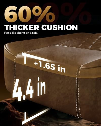 GTPLAYER Big and Tall Gaming Chair with Footrest, Ergonomic Office Desk Chair with 4.4in Thick Cushion and Wide Wingless Seat, Comfortable Leather Computer Chair, Predator Series, Rustic Brown - Image 4