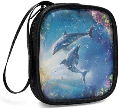 Blue Dolphin Carrying Earphone Case Pouch Storage Bag Holder-Earbud Case Headphones Storage Bag Pouch for Headphone, Bluetooth Keys - Image 3