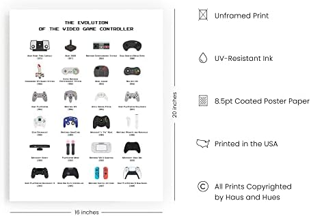HAUS AND HUES Retro Video Game Posters for Walls | Gamer Wall Art | Game Room Decor (UNFRAMED, 16x20) - Image 2