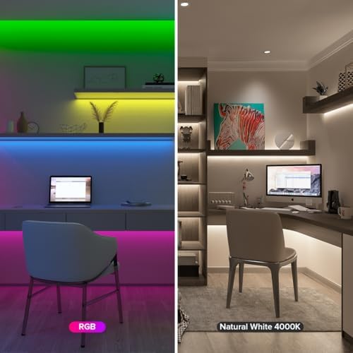 BTF-LIGHTING FCOB COB LED Strip Light,UL Listed RGBW 4000K 896LED/m High Density LED Tape Light,9.8FT DC24V 12mm Width Color Changing Light for Bedroom Home Indoor DIY Decor(No Adapter or Controller) - Image 5