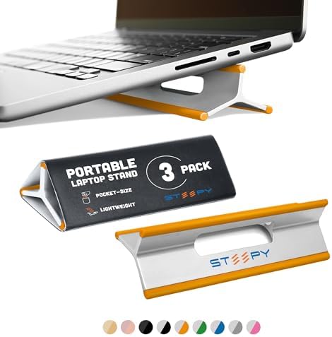 Steepy Portable Laptop Stand for Desk – Adjustable Height, & Portable Laptop Holder – Ergonomic Computer Stand for Cooling & Comfort – Slip-Proof, Sturdy Design – Universal Fit for 13-17 Inch Devices by Steepy