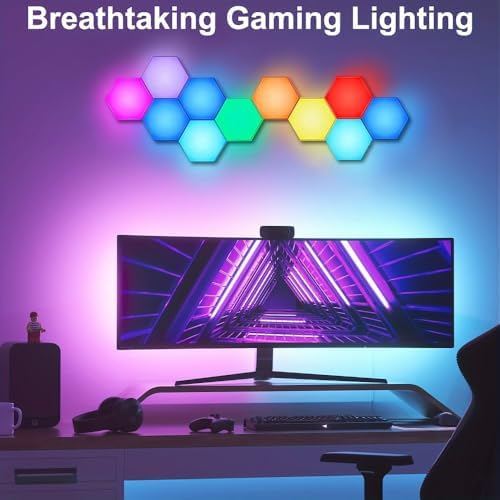 IFTHFOUR 10 Pack Hexagon Light Panels - Smart RGB Hexagon LED Lights Wall Lights Remote Control Lights for Lving Room, Bedrooms, DIY Lovers, Gifts, Gaming Room, Kids - Image 6