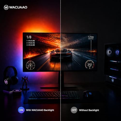 RGB Monitor Backlight with Screen Sync, Dual USB Powered Ambient Lighting Kit for 27 Inch Gaming Monitors, Music Mode, Immersive Dynamic LED Strip Lights for PC Setup (4 Sides - 27 inch) - Image 3